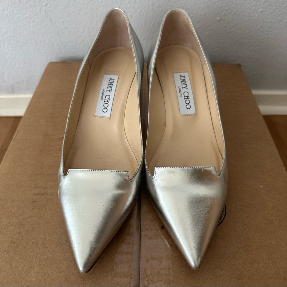 Jimmy Choo Metallic Silver Heels